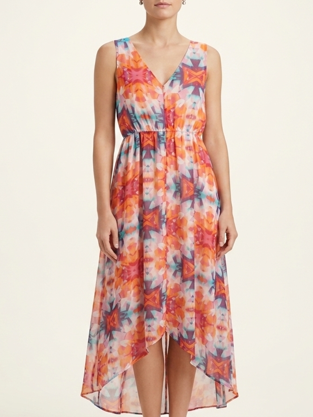 ​Romeo & Juliet Couture High Low Maxi Dress S Geometric Kaleidoscope